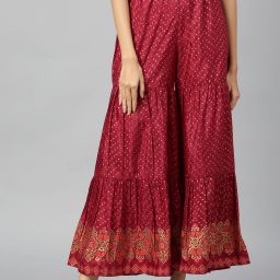 Women Relaxed Red Viscose Rayon Trousers-picture-11
