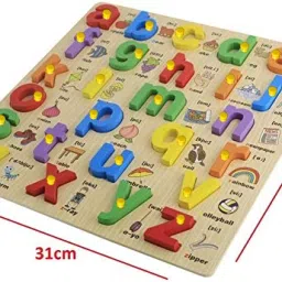 plus shine Small Letters Alphabet Board Educational Learning Puzzle Game with Picture&Knobs image 3