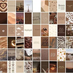 Peel-N-Stick Photo Wall Collage Kit 65 PCS Brown Digital Room Decor Photo Collection Small A6 Posters Stickers for Room and Wall Decoration Fine Art Print-image-57