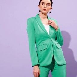 Women Solid Double Breasted Formal Blazer-image-42