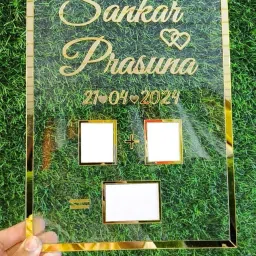 New Rectangle Shape,Couple Finger Print Gift| Personalized Text Golden 8 inch Wedding Thumb Print-24