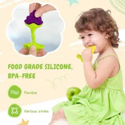 raosons Rattle Nibbler & Grape Teether Combo | BPA Free | for 3+ Months Baby (2 Pcs) Teether and Feeder image 5