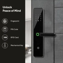 Yale YDME 100 NxT Smart Digital Lock for Wooden Door with Fingerprint, RFID, Pin Code, Mechanical Key & Alarm Feature Smart Door Lock image 3