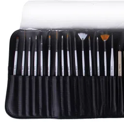 15 Nail Art Brush, 5 Dotting Tool, 10 Striping Tape Roll With Carry Case-image-11