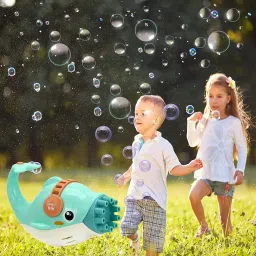 kalpaira Dolphin Bubble Gun, Portable 10-Hole Bubble Machine with Continuous Blast Water Gun image 5