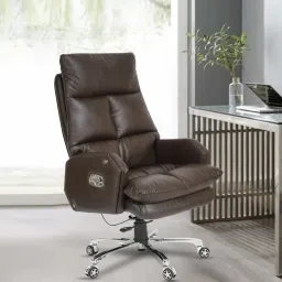 Otimo Leatherette Executive Chair In Brown Colour Leatherette Office Adjustable Arm Chair-image-69