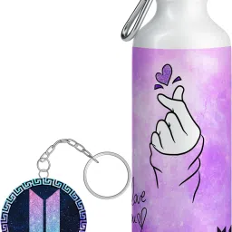 Bts Keychain/Keyring With Printed Bts Sipper For School, Gym & Office_(KS-17) 600 ml-image-57