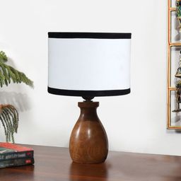 devansh Multicolor Cotton Table Lamp With Wood Natural Base -8 For Bedroom, Living Room Table Lamp-picture-20
