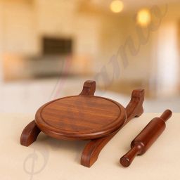 signamio Wooden chakla belan for chapati roti latna Phulka Rolling pin with Board Stand Rolling Pin & Board image 4