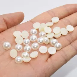 8mm Half Cut Round Moti Pearls Flat Back Cabochons Pearls for Crafts (400 pcs)-27