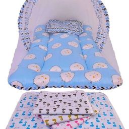 Cotton Infants New Born Baby Care Essential Bedding Set Combo Mosquito Net-image-22