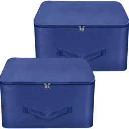 ANABIYA Storage Bags for Clothes,Saree with Zip Closure & Handle (Blue, Pack of 2) Polyester Laundry Bag-picture-19