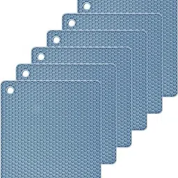 Silicone Trivets for Kitchen Counter,Hot Pads Pot Holders,Hot Pots and Pans,Blue 6 Square Trivet-21