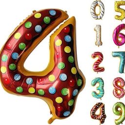 Printed 4th Birthday Party Foil Mylar Number Fourth Balloon for Kid Girl Boy DonutNumber Balloon-image-38