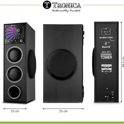 TRONICA Twin Tower Speaker with Remote & Wired Microphone,Mini SD Card/USB Support 80 W Bluetooth Tower Speaker image 4