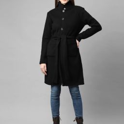 Cotton Blend Solid Coat For Women-image-70
