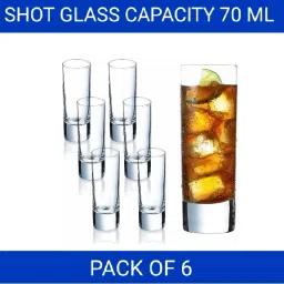 (Pack of 6) 70 ml Shot Glass, transparent Heavy Base Shot Glass Set, Glass Set Shot Glass-image-1