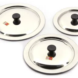 Stainless Steel Ciba Tope Lids/Tope Cover with Nob-3-Diameter -31cm, 35cm, 37cm. 8 inch Lid Set-picture-1
