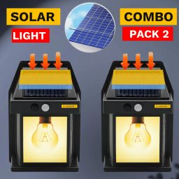 21011 Combo Energy Saving Waterproof Solar Lamp | With Motion Sensor | Tungsten Bulb Decoration ( Pack Of 2 ) Hanging Post Light Outdoor Lamp-image-59