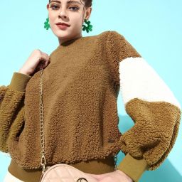 Women Full Sleeve Solid Reversible Sweatshirt-image-3