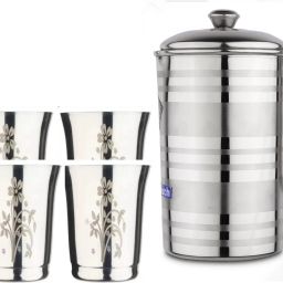 Laser Printed Pack of 4 Glass & Jug for Dining Table Set / Serving Set/ Jug Glass Set-5