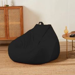 kam's lieu 4XL Bean Bag with Footrest | Ready To Use Faux Leather Teardrop Bean BagWith Bean Filling image 4