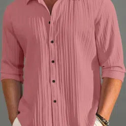 Men Regular Fit Self Design Spread Collar Casual Shirt-image-49
