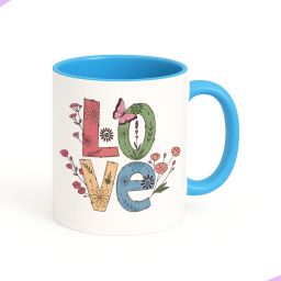 Floral love design, romantic gift for girlfriend, wife, anniversary (Sky Blue) Ceramic Coffee Mug-image-59