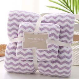 HomeCloud Purple & White 2 Piece Striped Cotton 200 GSM Towel Set-55