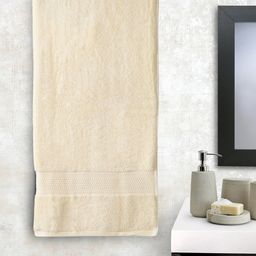 Weaving Magic Unisex Cream-Coloured Solid 650 GSM Bath Towel-28