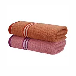 Homerz Orange & Pink 2 Cotton 210 GSM Bath Towel-21