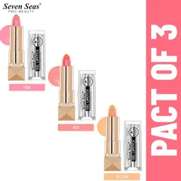 Seven Seas Set of 3 Lips Moist Smooth Feel Gel Lipstick - Pink-Yellow & Red-104