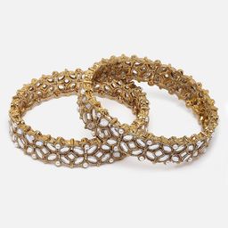Kennice Set Of 2 Gold-Plated Kundan-Studded Bangles image 2
