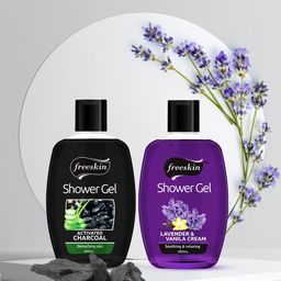 Freeskin Unisex Pack of 2 Charcoal & Lavender shower Gel 400 ml-56