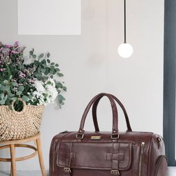 FUR JADEN Brown Solid Leather Duffel Bag-50