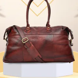 OLIVE MIST Textured Genuine Leather Duffel Bag-28