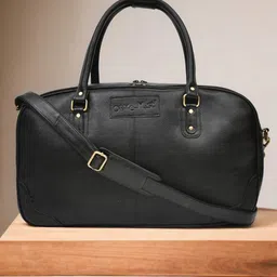 OLIVE MIST Textured Genuine Leather Duffel Bag-40