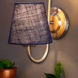 Devansh Blue Jute Conical Wall Mounted Wall Lamps with Steel Base-10