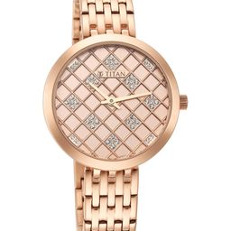 Titan Woman Rose Gold-Toned Dial & Rose Gold Toned Stainless Steel Bracelet Style Watch-image-13