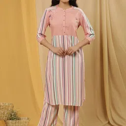 W Striped Printed Straight Kurta with Trouser-1