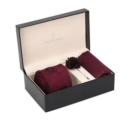 Van Heusen Men Burgundy Tie Pocket Square & Lapel Pin Accessory Gift Set-image-95