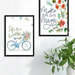 Art Street Set Of 2 Black & White Motivational Art Printed Framed Wall Art-16