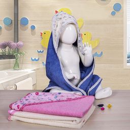 RANGOLI Set Of 4 Multicolour 400 GSM Cotton Baby Hooded Towel-19