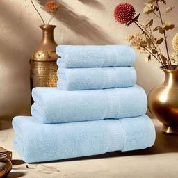 MYTRIDENT Blue 4 Piece Cotton 500 GSM Towel Set-26