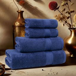 MYTRIDENT Blue 4 Piece Cotton 500 GSM Towel Set-33