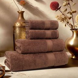 MYTRIDENT Brown 4 Piece Cotton 500 GSM Towel Set-52