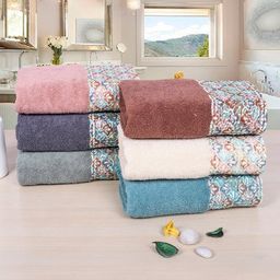 RANGOLI Set Of 6 - 550 GSM Pure Cotton Lace Hand Towel Set-14