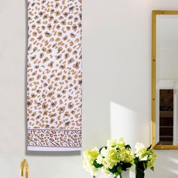 RANGOLI White & Brown Set Of 2 Snow Leopard Print GSM 500 Pure Cotton Towel Set-24