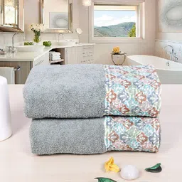 RANGOLI Pack of 2 Solid 550 GSM 100% Cotton Hand Towels With Lace-12