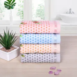RANGOLI Set Of 4  Printed 450 GSM Pure Cotton Towel Set-22